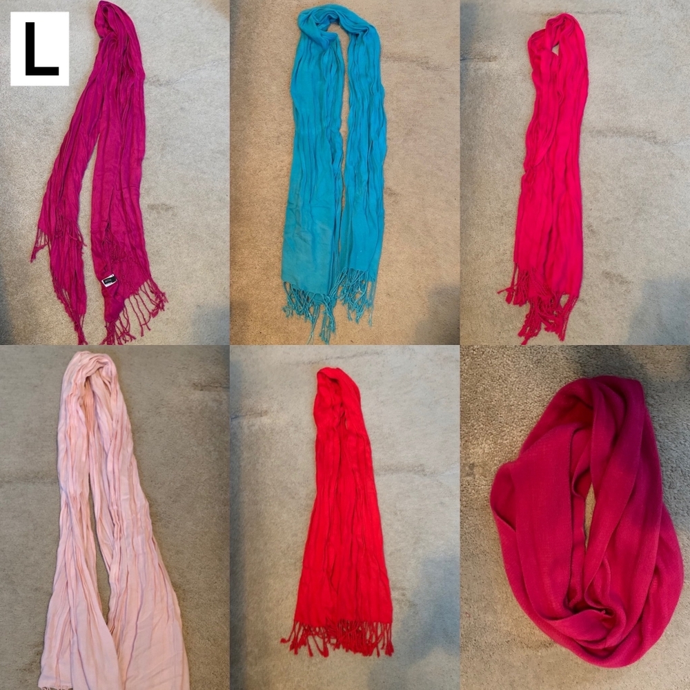 Variety of Soft Scarves: 10 total (1 infinity) Used $10 each or $35 for all!